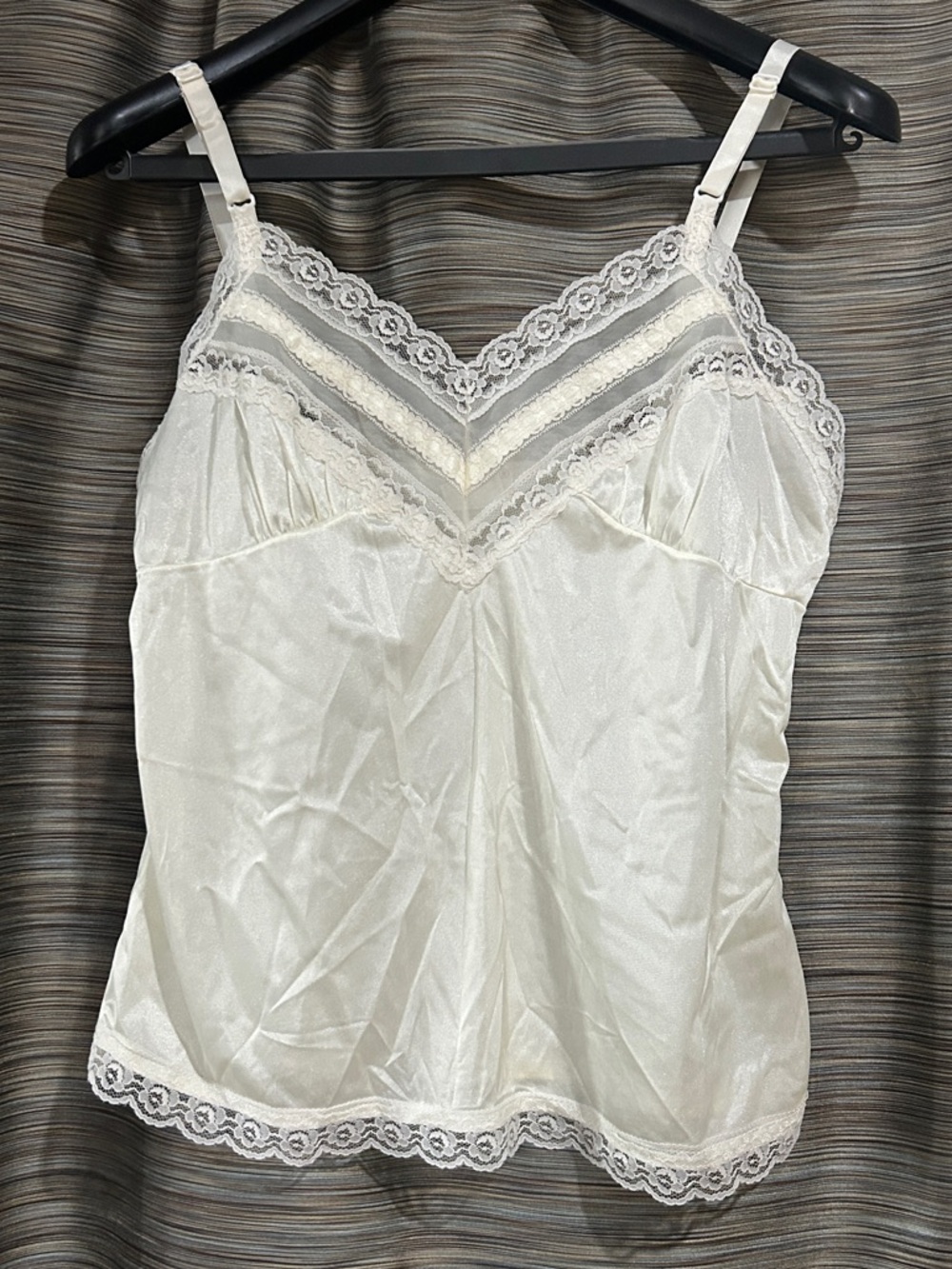 Ivory Satin Lace Trim Camisole Size M